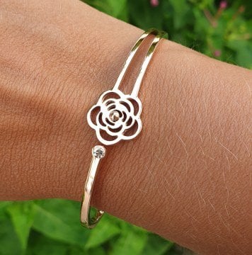 Çelik Çiçek Kelepçe Bileklik