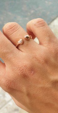 Zirkon Taşlı İki Kalpli Yüzük