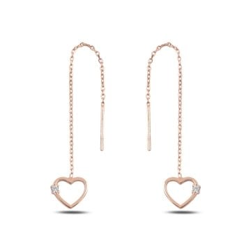 Zirkon Taşlı Kalp Sallantılı Küpe