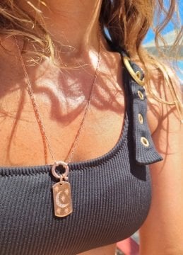 Plaka Taşlı Ay Kolye