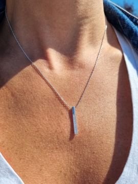 Swarovski Zirconia Taşlı Çubuk Kolye