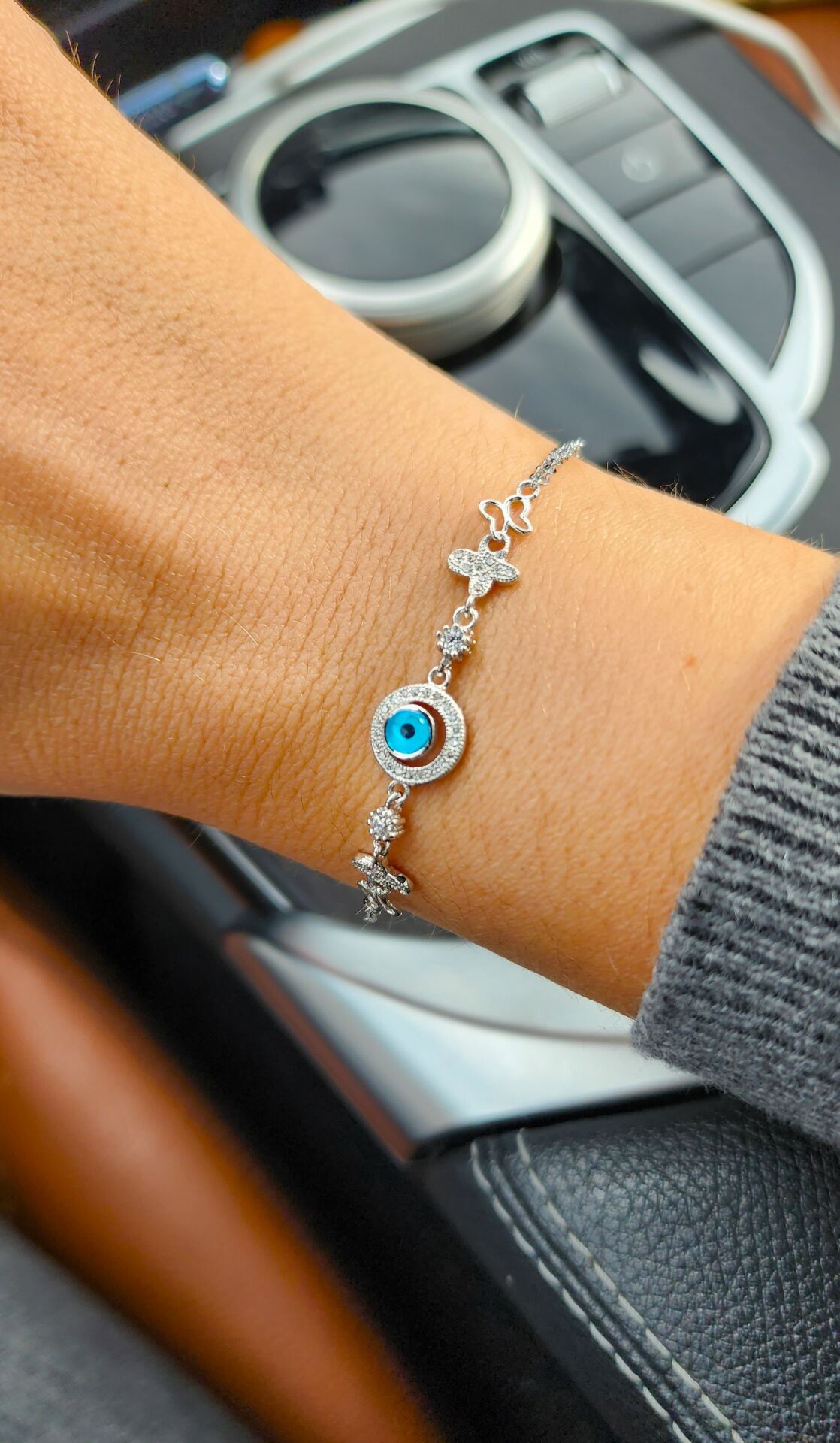 Göz & Kelebek Zirkon Taşlı Gümüş Bileklik