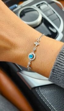 Göz & Kelebek Zirkon Taşlı Gümüş Bileklik