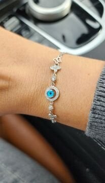 Göz & Kelebek Zirkon Taşlı Gümüş Bileklik