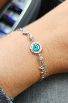 Göz & Kelebek Zirkon Taşlı Gümüş Bileklik