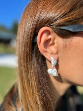 Gümüş 2li Kalp Küpe