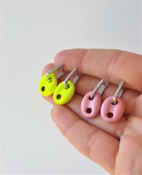 Neon Düğme Küpe