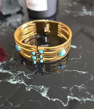 Mavi Taşlı Kelepçe Bileklik