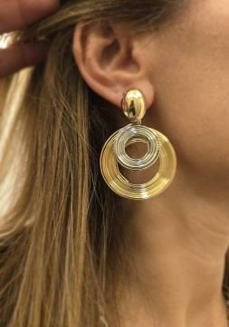 2 Renk Tel Yuvarlak Küpe