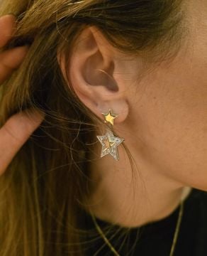 İki Renkli Yıldız Küpe