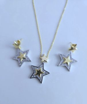 İki Renkli Yıldız Küpe