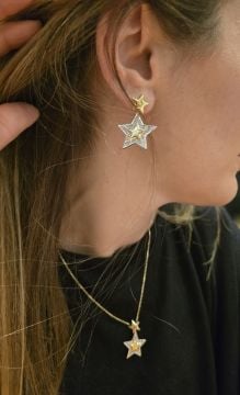 İki Renkli Yıldız Küpe