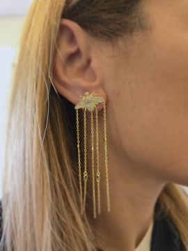 Büyük Arı Sallantılı Taşlı Küpe