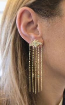 Büyük Arı Sallantılı Taşlı Küpe