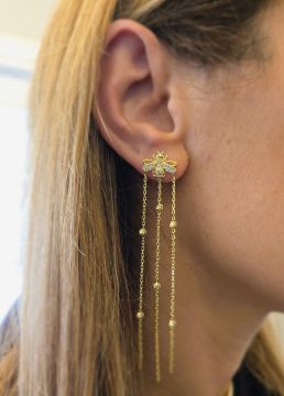 Küçük Arı Sallantılı Taşlı Küpe