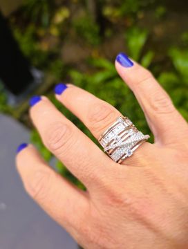 İthal Taşlı Çok Sıralı Yüzük