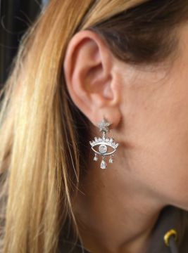 Kirpik Göz Yıldız Sallantılı Küpe