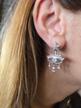 Kirpik Göz Yıldız Sallantılı Küpe