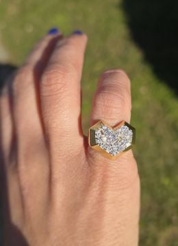 Baget Taşlı Kalp Yüzük