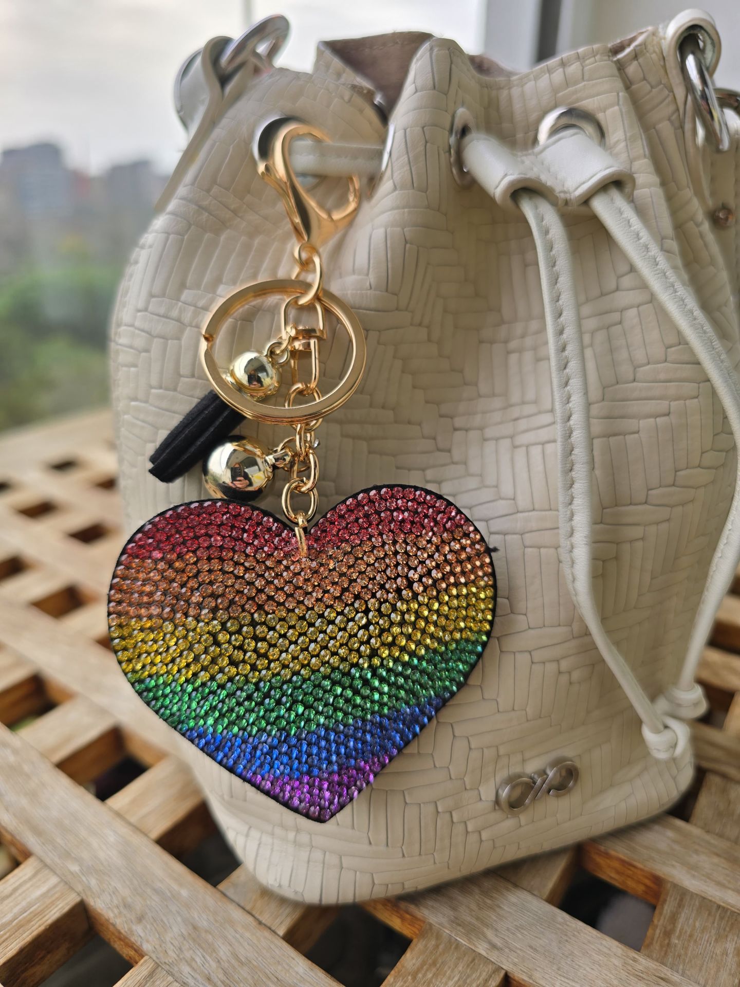 Taşlı Renkli Kalp Anahtarlık