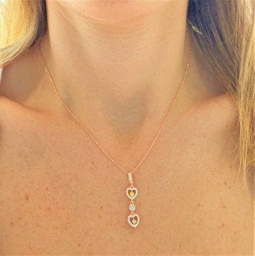 Dorica Top & Zirkon Taşlı Sallantılı Kalp Kolye