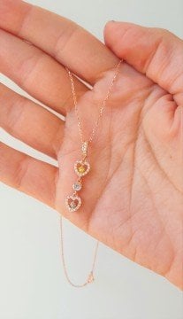 Dorica Top & Zirkon Taşlı Sallantılı Kalp Kolye