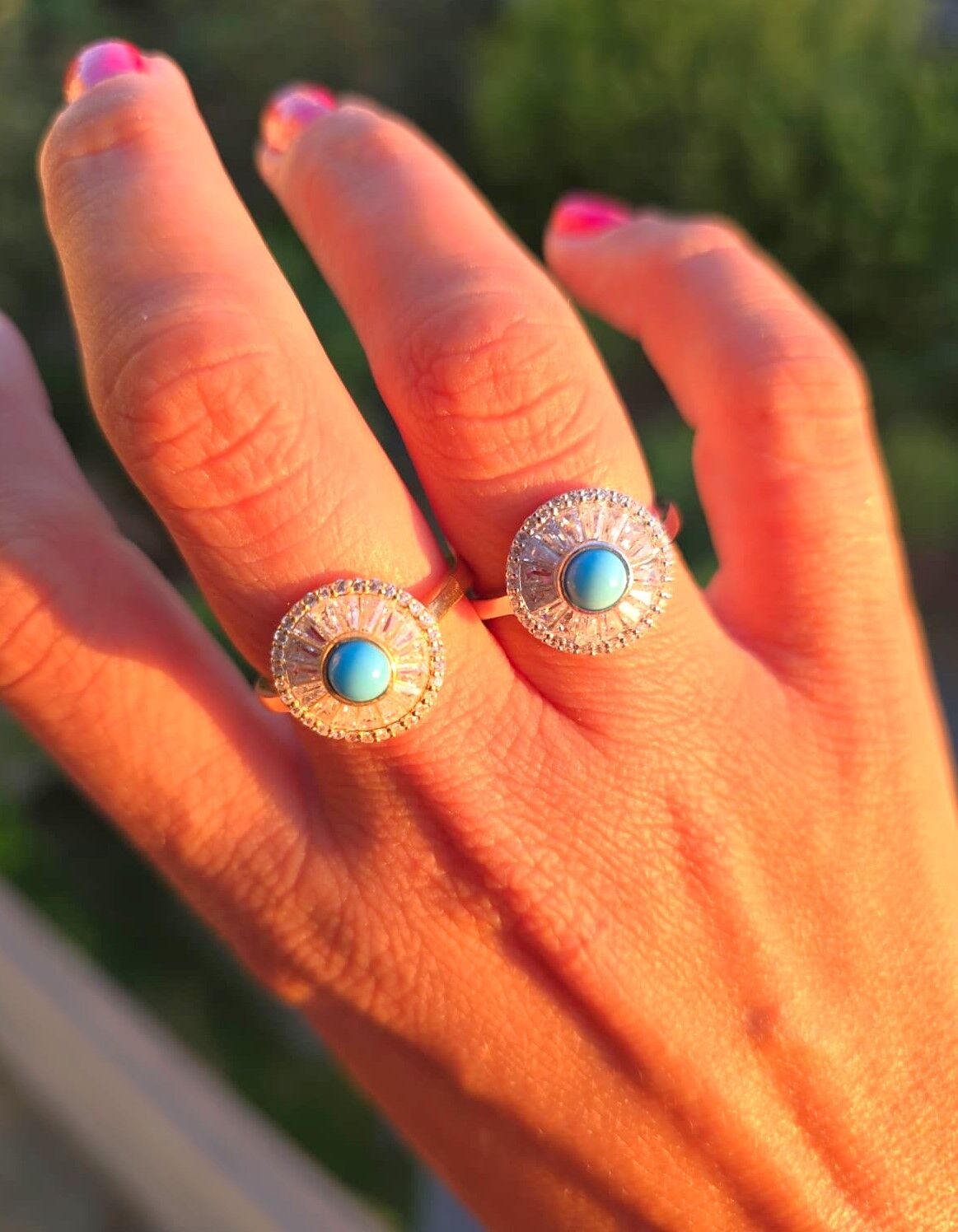 Yuvarlak Mavi  Taşlı Yüzük