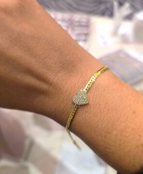 Balık Sırtı Taşlı Kalp Bileklik