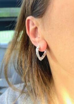 Yeşil Taşlı Kalp Küpe