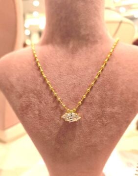 Badem Taşlı Top Zincir Kolye