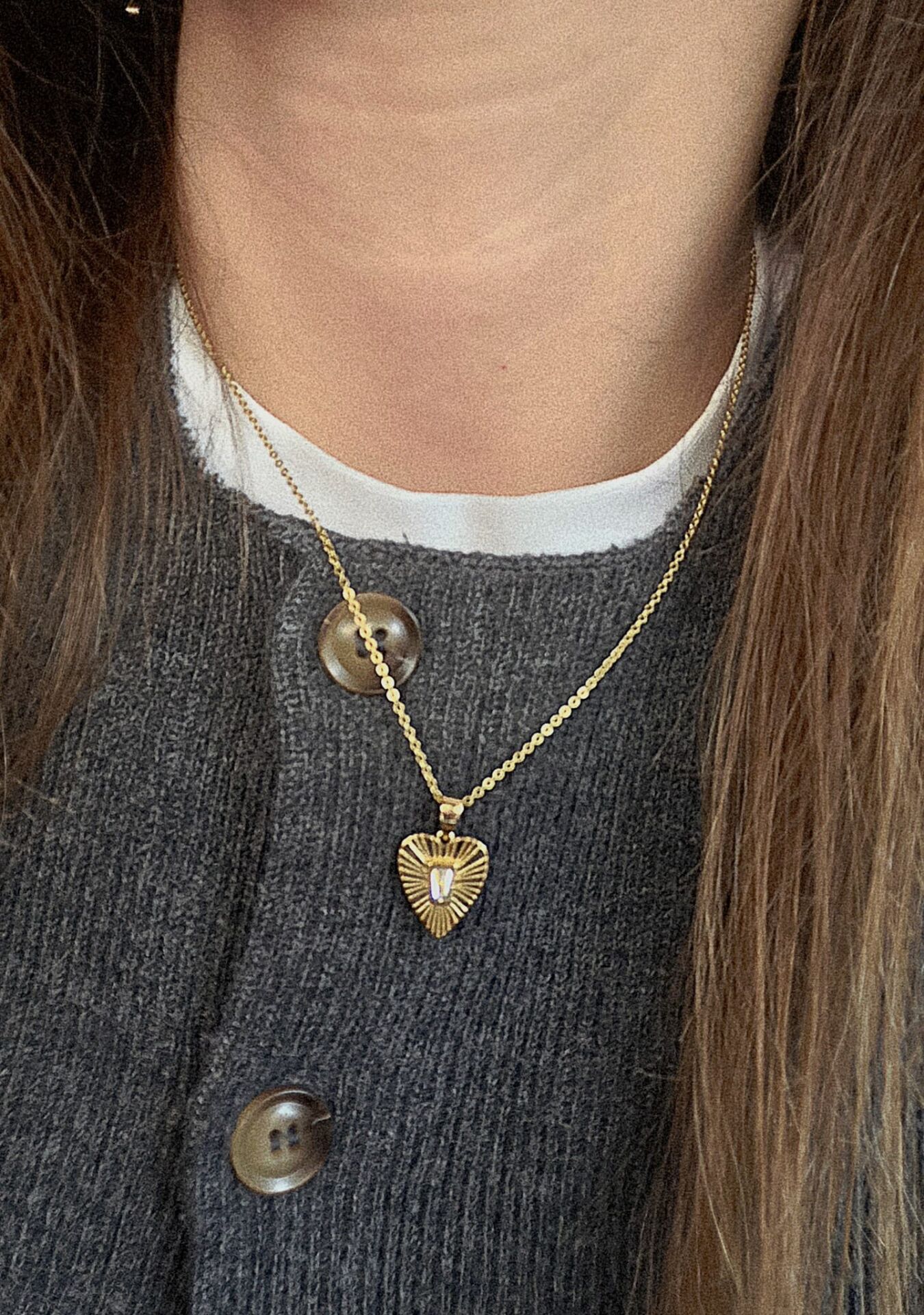 Beyaz Baget Kalp Kolye