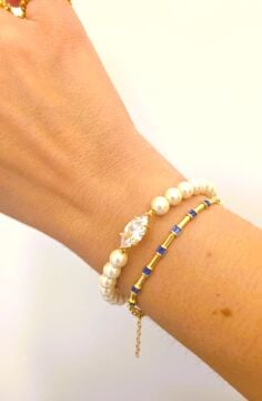 İncili Badem Taş Bileklik