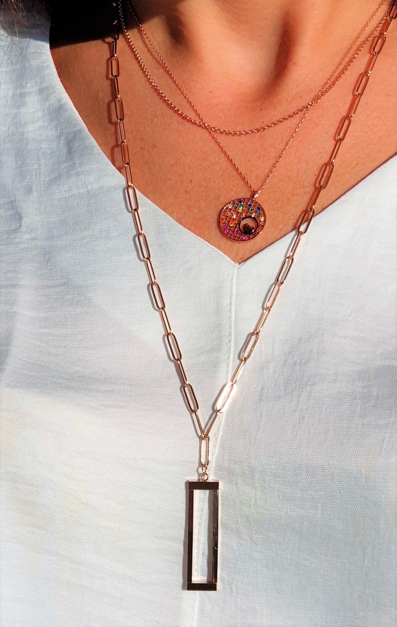 Çelik Dikdörtgen Kolye